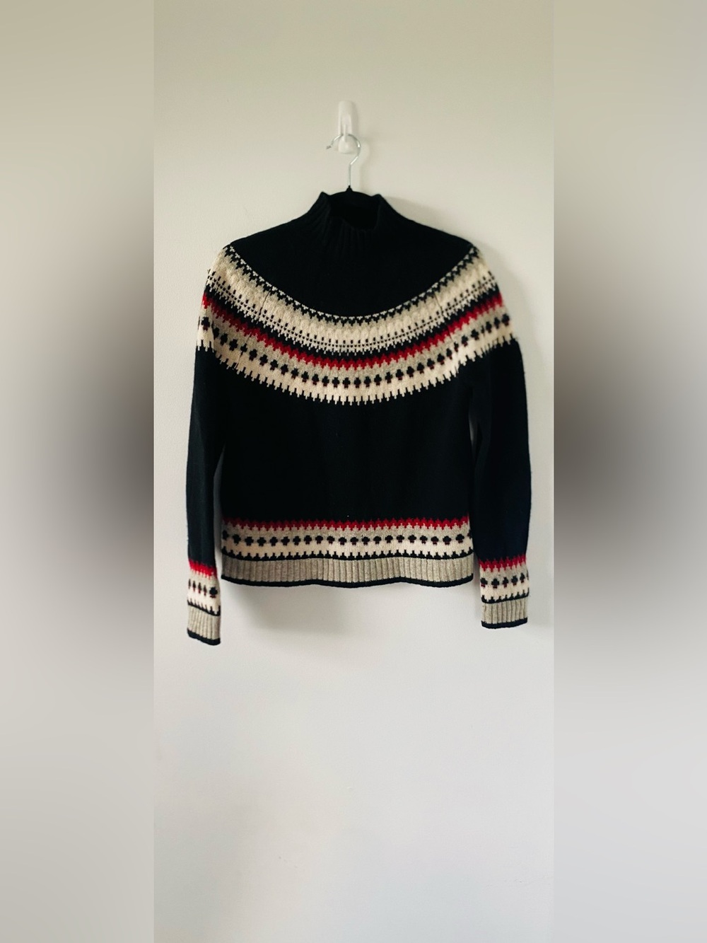 Vintage Lord & Taylor 100% Lambswool Fair Isle Knit Sweater, Size M, Cabincore